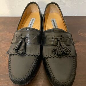 Johnston & Murphy Black Leather Tassel Loafers Mens Shoes  Mens Size 11 Narrow